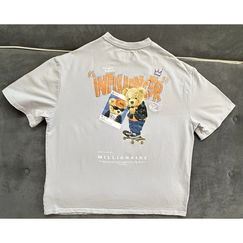 MU By Mania Shirt Men's Large Raised Lettering Embroidered Double Sided Graphics